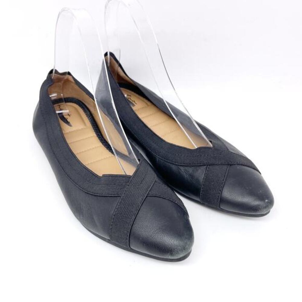 Me Too Women's Black Leather Reign Flat Nappa‎ Size 8.5M
